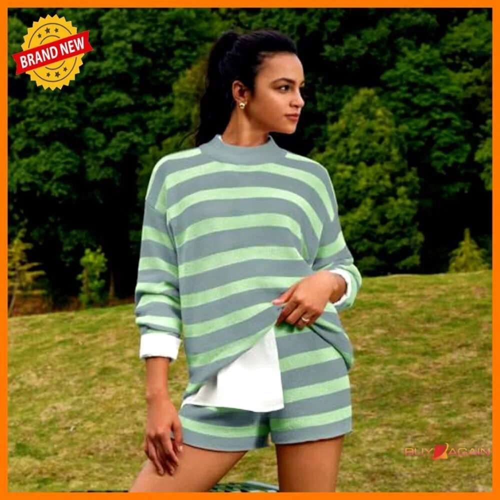 Oversized Lounge Set Two Piece Matching Pajama Sweater Set Long Sleeve